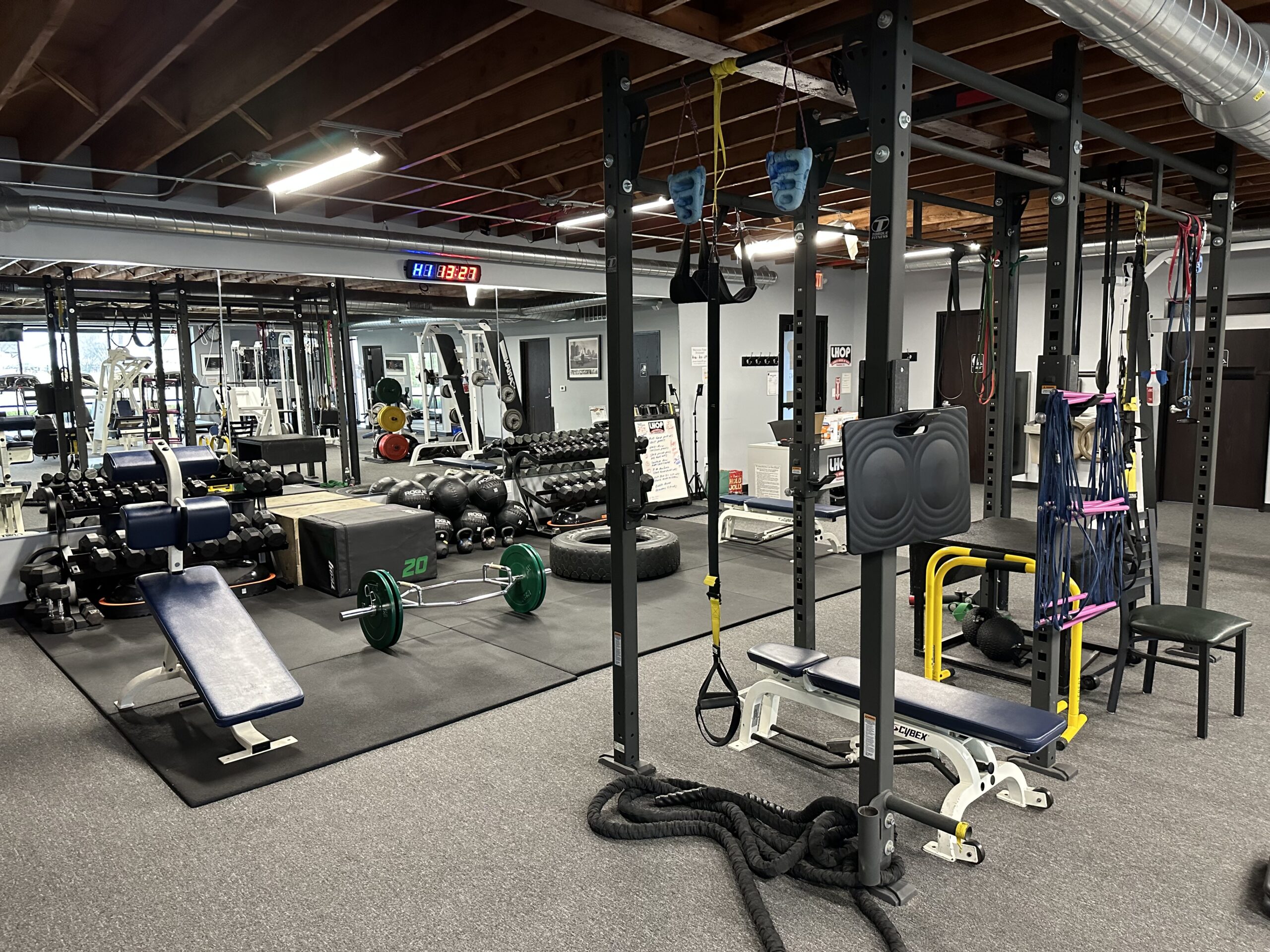The Training Room is stocked with muscle-strengthening machines.