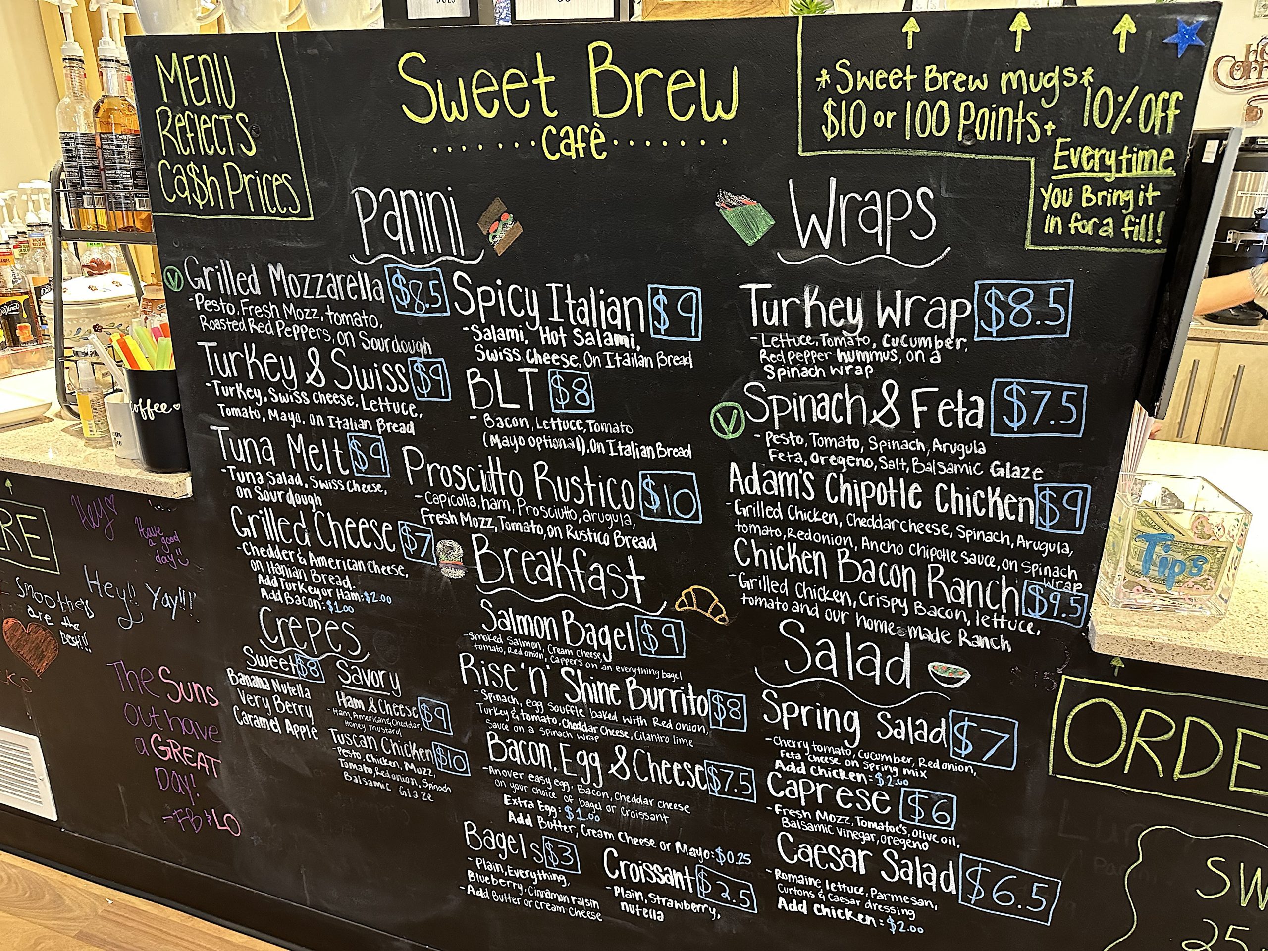 SweetBrew4 - Social House News The Sweet Brew menu is meticulously drawn by chalk near the cafe entrance