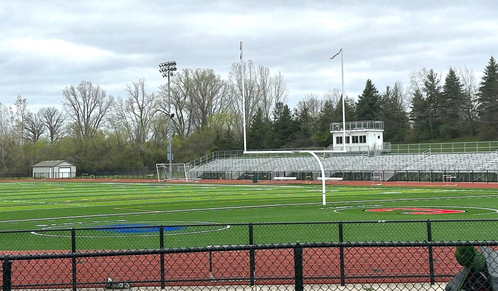 The new turf has been installed on the Plymouth-Canton Educational Park's west turf stadium.