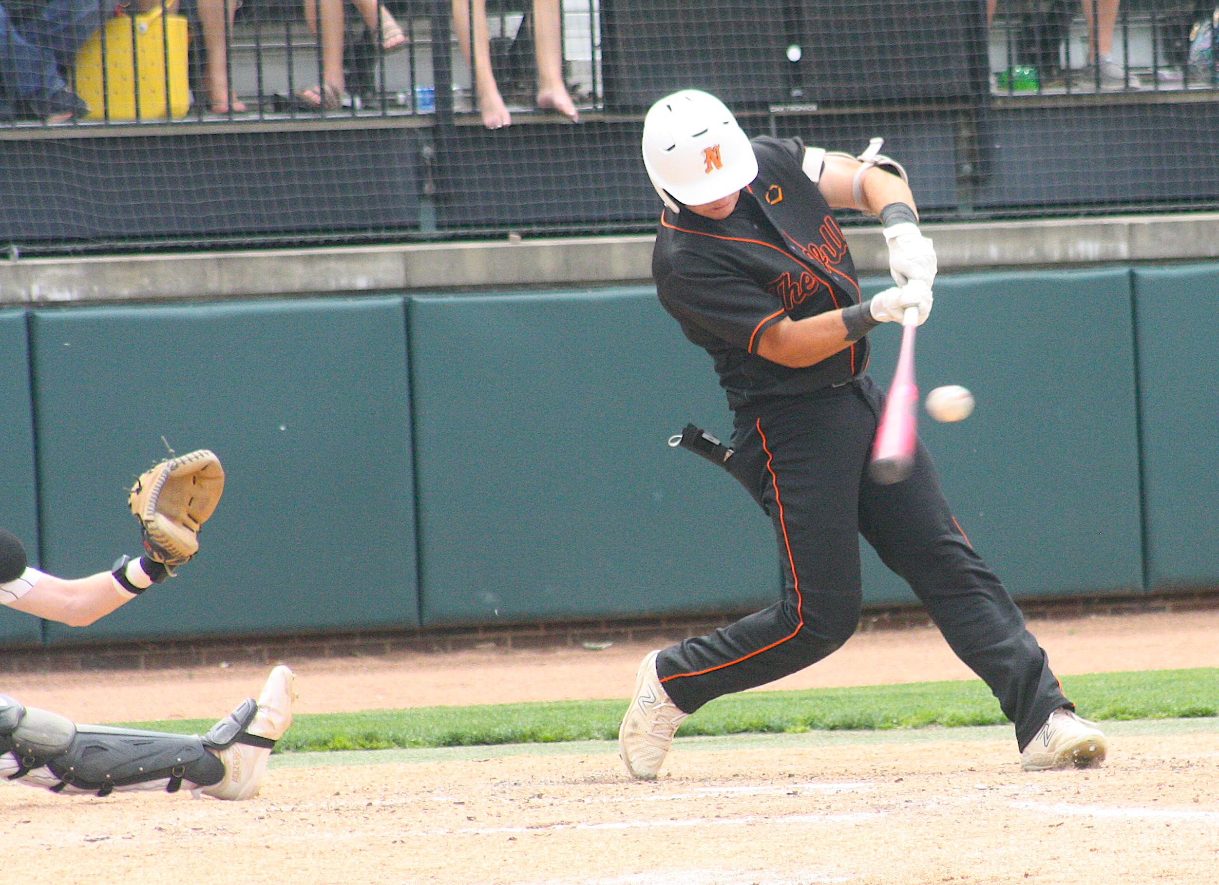 Evan Deak puts the barrel on the ball
