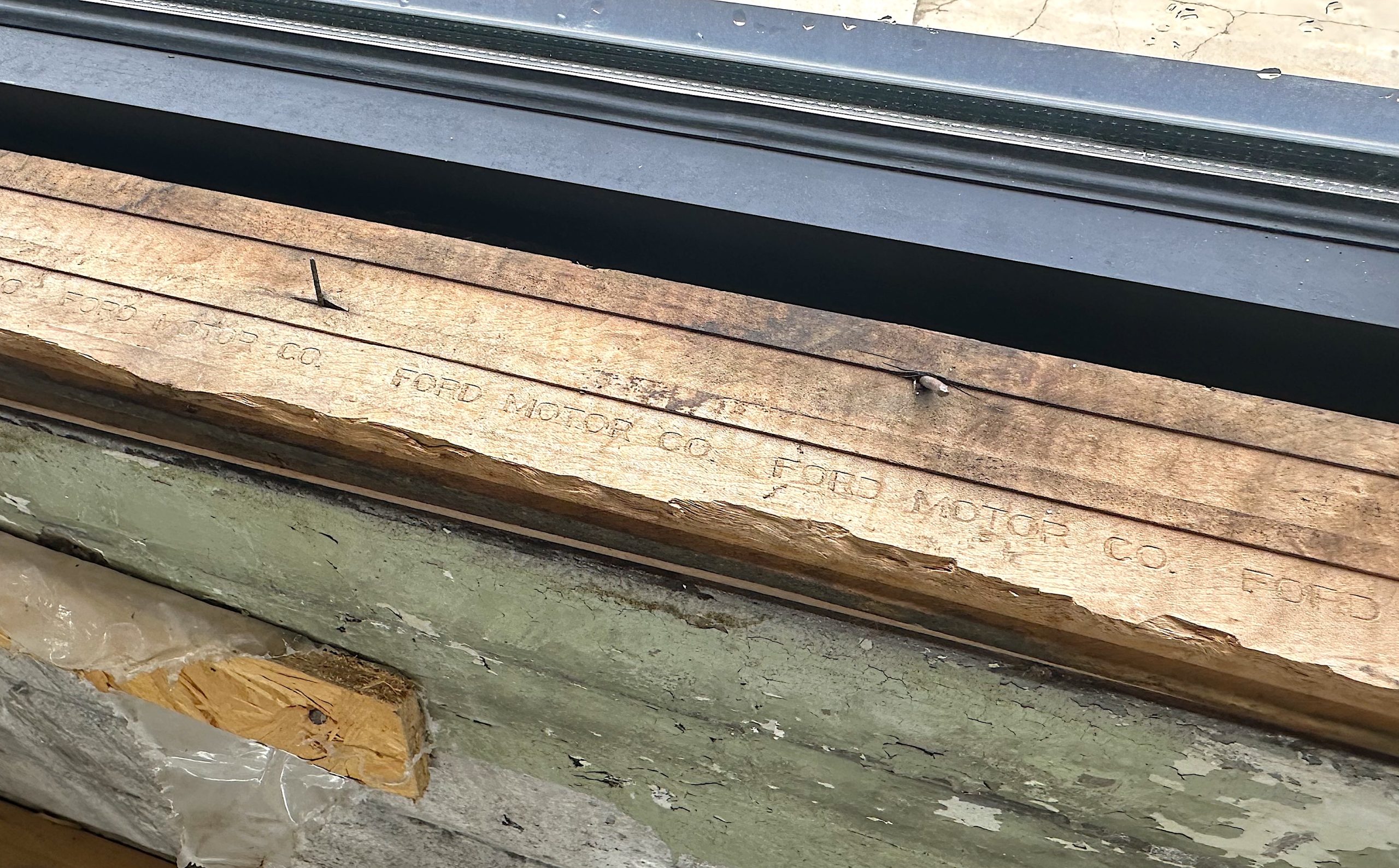 CHVreno4 - Social House News This piece of wood uncovered inside The Factory at Ridge has an inscription of Henry Ford who built the structure in the 1930s.