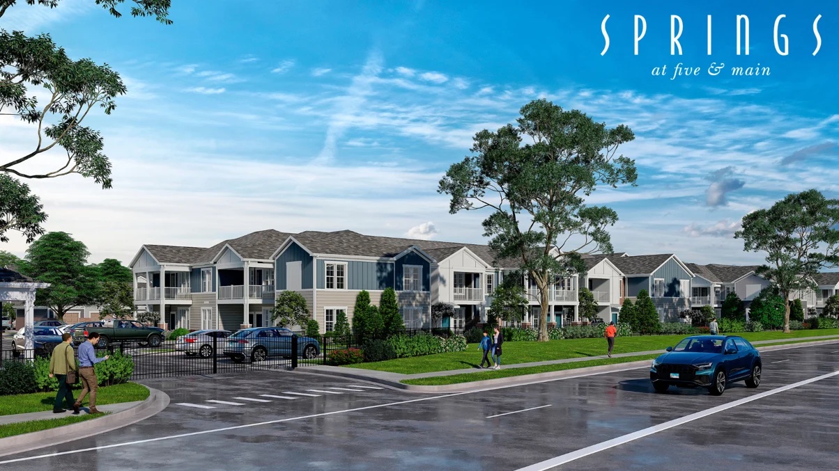 Springs at Five Main - logo 1 - Social House News A rendering of The Springs at Five & Main