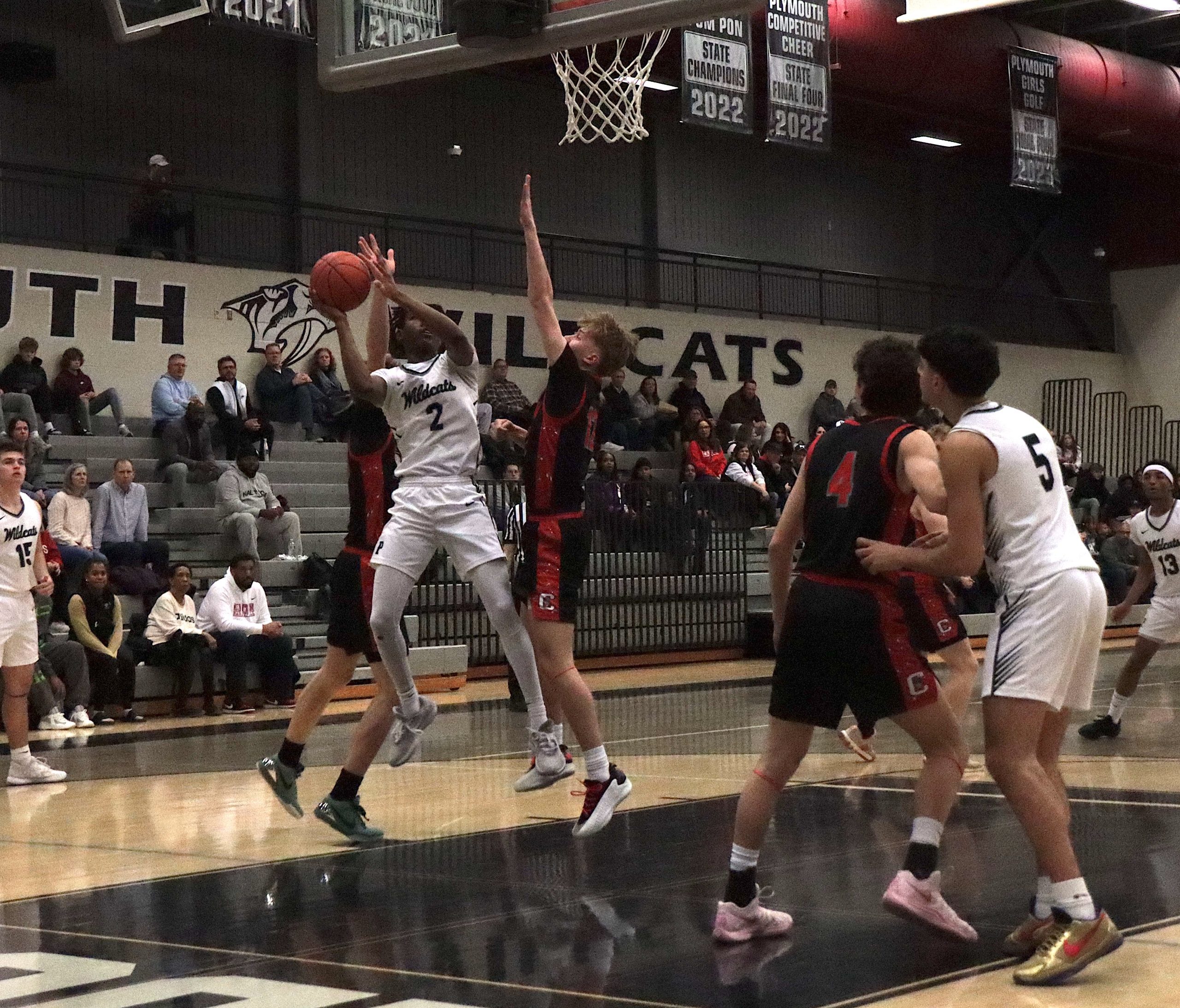 parkhoops10 - Social House News Plymouth forward Zerry Rue draws a double team