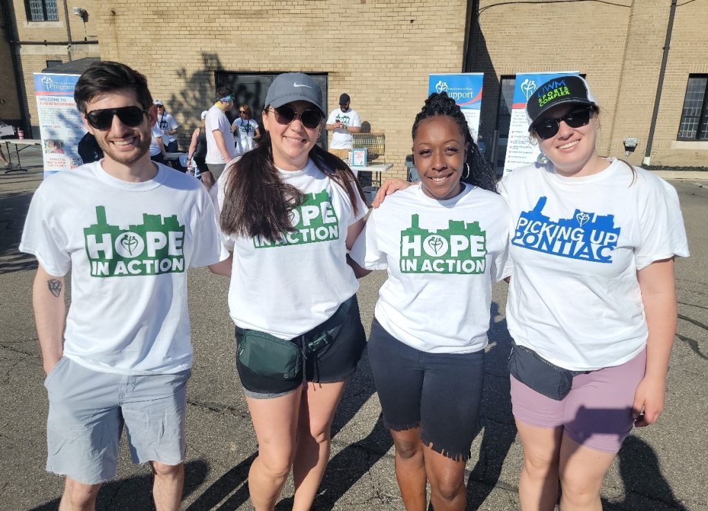 Hope In Action volunteers are pictured during the mid-May volunteer project in Pontiac.