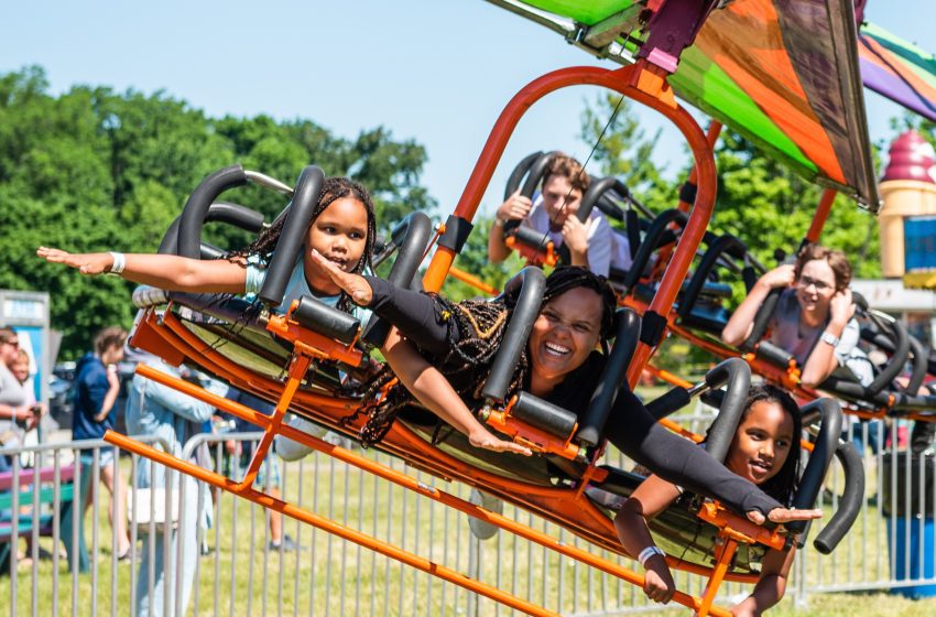 Liberty Fest attendees enjoy one of the many rides at the 2025 event.