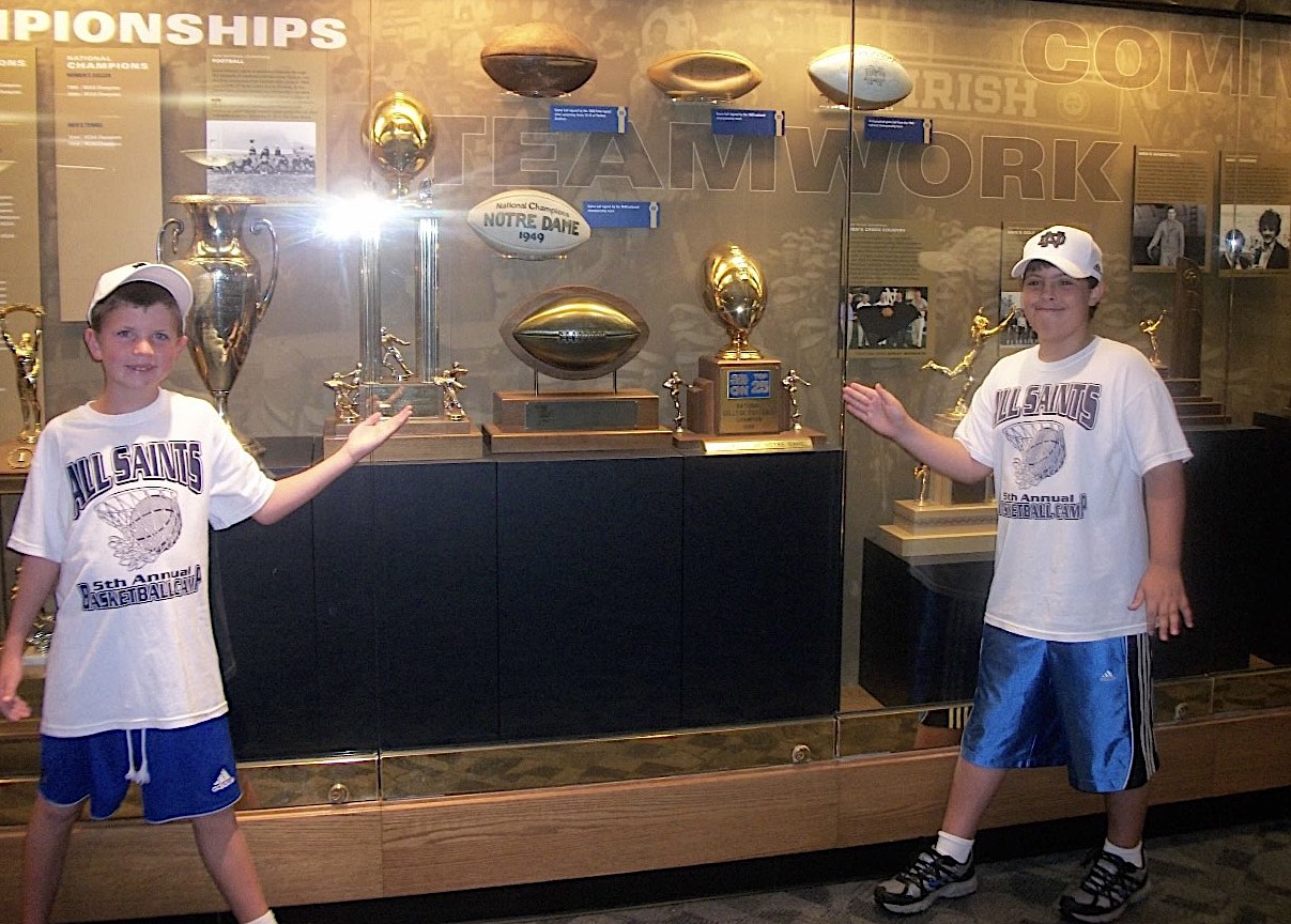 Matt MacLennan is pictured with his cousin visiting the Notre Dame campus in 2010