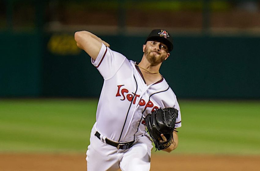 Northville native Dugan Darnell is pictured pitching for the Albuquerque Isotopes. Darnell was called up this week to the Colorado Rockies' Major League roster.