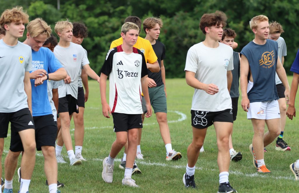Members of the PCA soccer team are pictured during tryouts for the 2025 season.