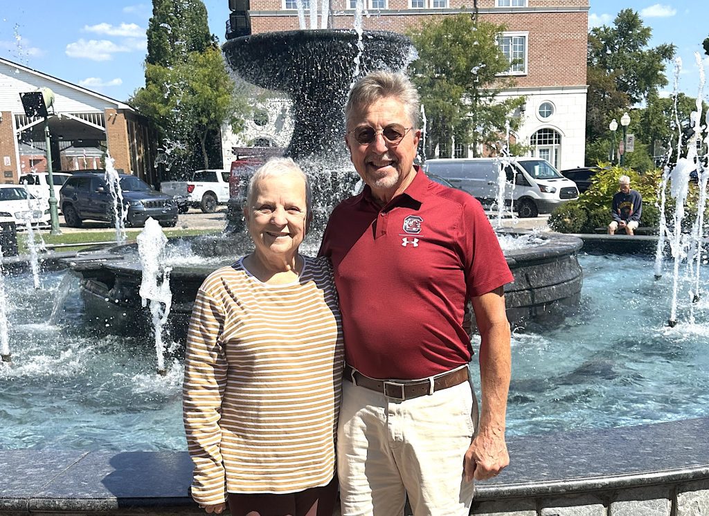 Mary and Jerry Meier are pictured during a recent interview in downtown Plymouth's Kellogg Park.