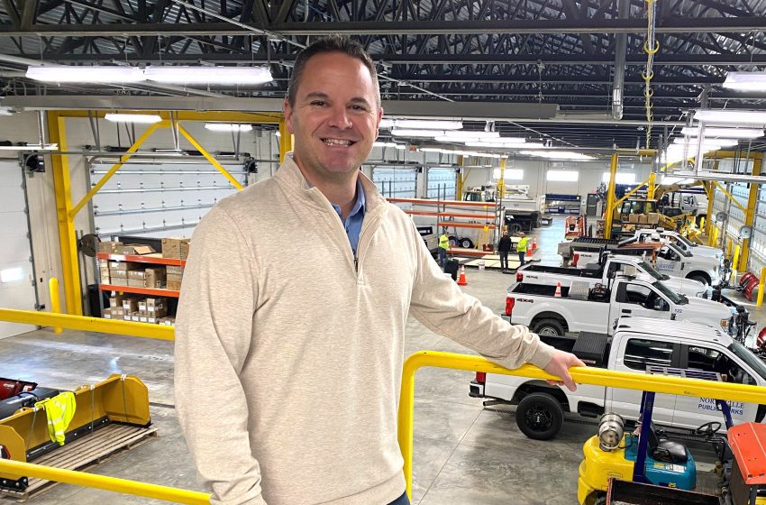 Tim Swailes is pictured on the catwalk above the Northville Township DPW garage.