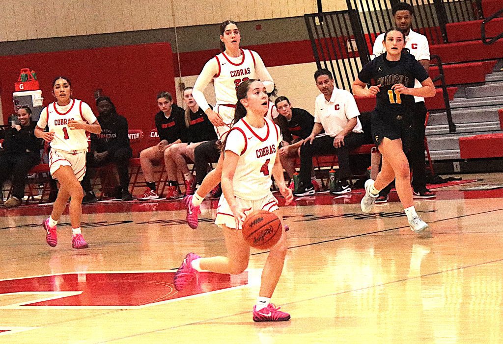 Canton's Elizabeth Persinger pushes the ball up court during the first half of Friday's 31-15 victory over Fordson.