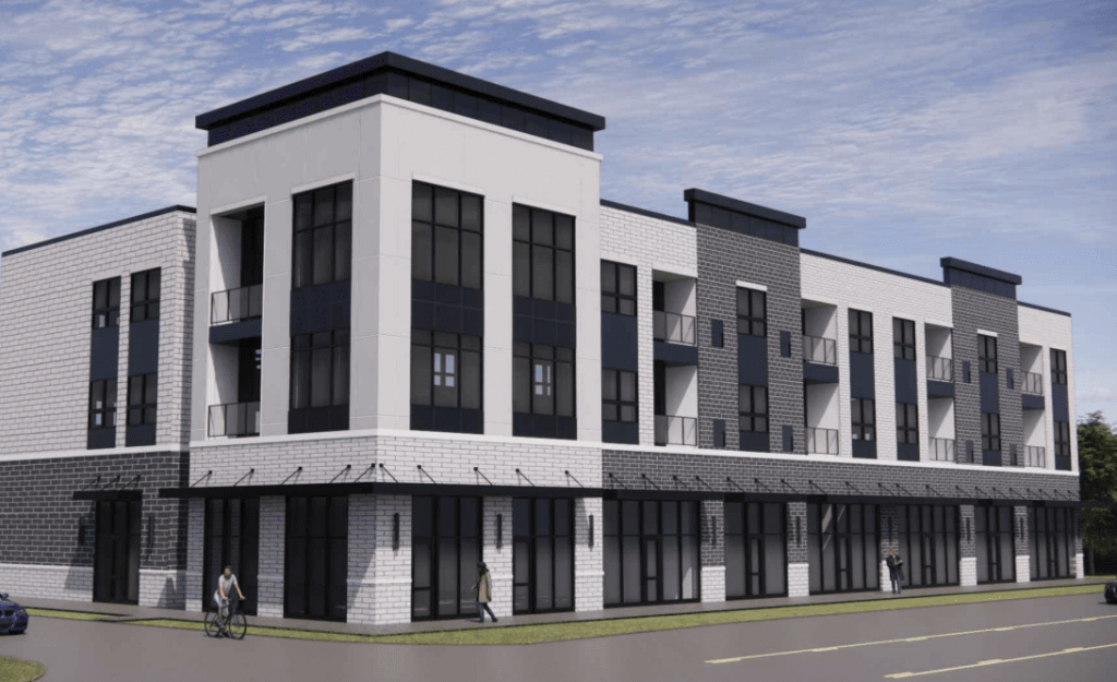 A three-story mixed-use building is proposed for Cherry Hill Village on the north side of Cherry Hill Road between Ridge and Denton.