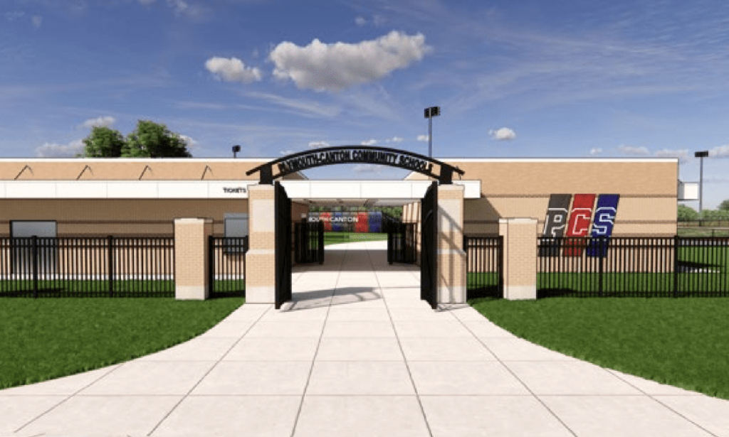 Here is a rendering of the new building that will house a concession stand, restrooms and team rooms near the entrance of the Canton baseball field and just a short walk from the P-CEP's grass soccer field.