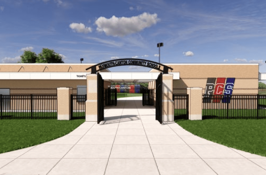 Here is a rendering of the new building that will house a concession stand, restrooms and team rooms near the entrance of the Canton baseball field and just a short walk from the P-CEP's grass soccer field.